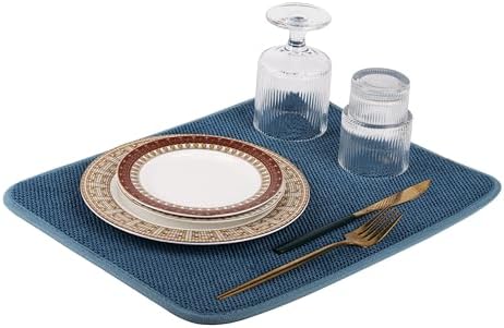 Microfiber Dish Drying Mat, Blue, Large - 15"x20"