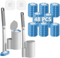 Disposable Toilet Brush and Holder Set, 2 Pack, Blue
