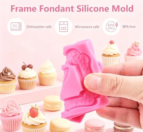 Picture Frame Silicone Chocolate Molds, 9 Pcs