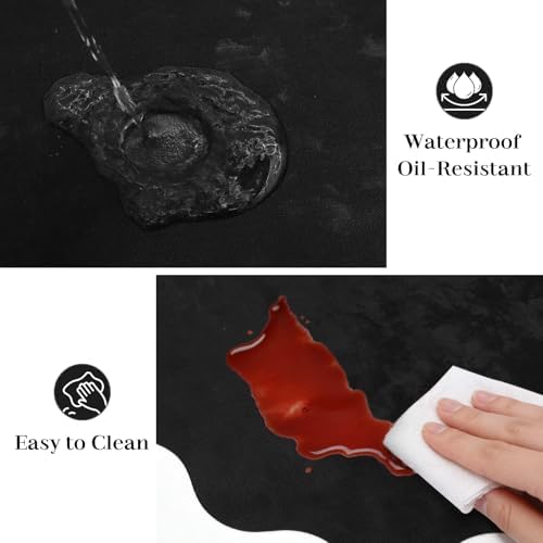 Black Placemats Set of 4 Faux Velvet Leather Place Mats Round