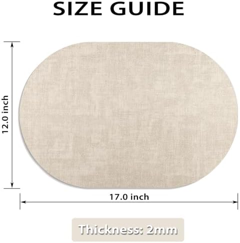 Faux Leather Oval Placemats Set of 6, Beige