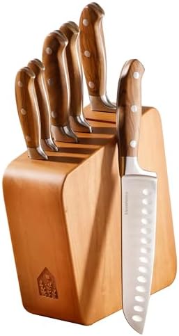 Bloomhouse 7 Piece Italian Olive Wood German Knife Set