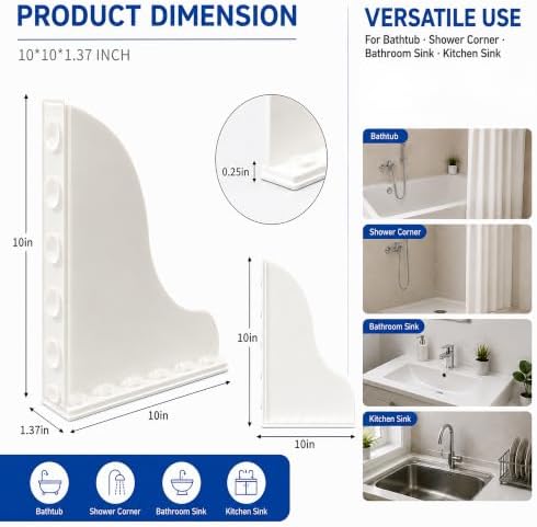 2 Pack 10x10 Inch Shower Splash Guard for Bathtub & Bathroom Sink