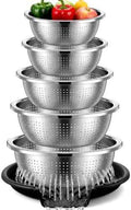 Hushee 5 Pcs Stainless Steel Colander Set with Self-draining Base, 5 Size