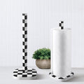Checkerboard Paper Towel Holder, Black and White