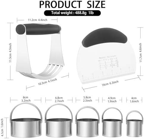 Cookie Cutters Set, 7-Piece with Dough Blender & Scraper