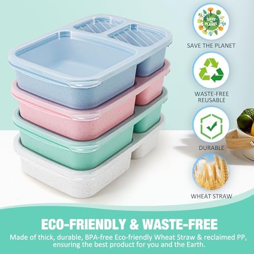 Caperci Wheat Straw Bento Lunch Box Containers for Adults & Kids