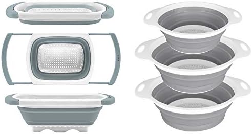QiMH Collapsible Colander Strainer Set of 4-1 PC 6 Quart Expandable