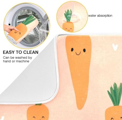 OTVEE Doodle Veggie Print Dish Drying Mat for Kitchen Counter