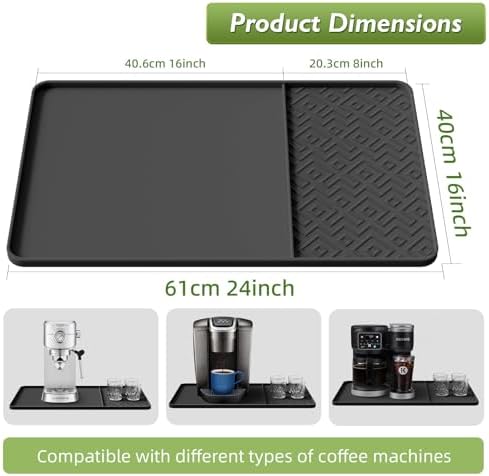 Silicone Coffee Mat with Raised Edges 24" x 16" – Waterproof