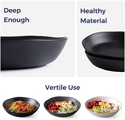 AmorArc 9.75'' Ceramic Large Pasta Bowls, 38oz Stoneware Flat Serving
