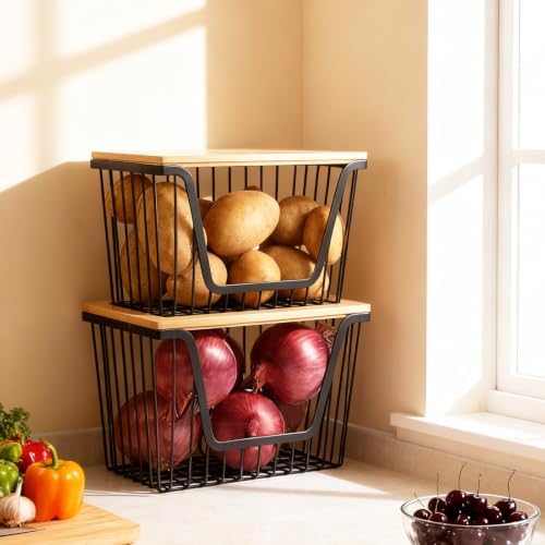 2-Pack Stackable Onion and Potato Storage Bins