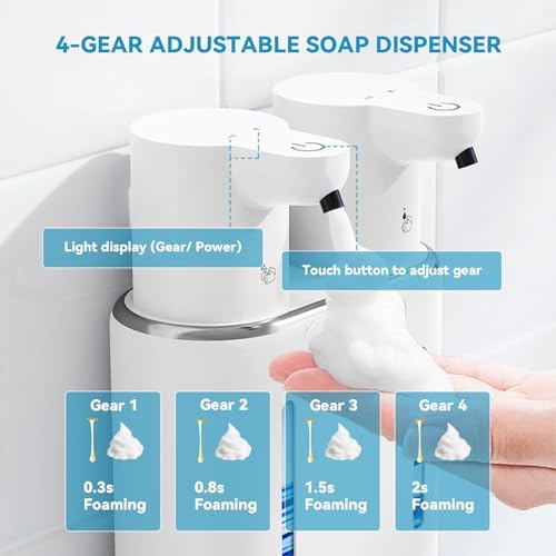 Double Automatic Soap Dispenser, 27oz Foaming+Liquid Soap Dispenser, 4