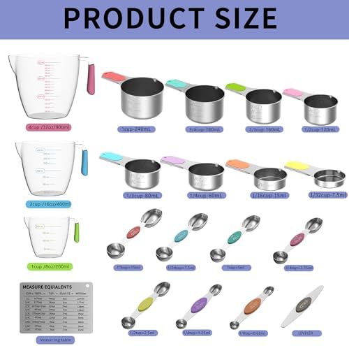 Magnetic Stainless Steel Measuring Cups and Spoons Set for Cooking &