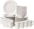 48 PC Rimmed Dinnerware Set for 12 Person | Mugs, Salad and Dinner Plates and Bowls Sets, Dishes with Highly Chip and Crack Resistant, Dishwasher and Microwave Safe, White