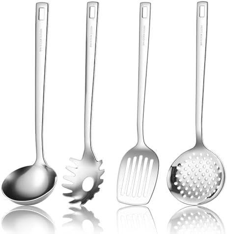 18/8 Stainless Steel Cooking Utensils Set of 4, Dishwasher Safe