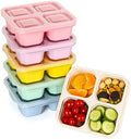 6 Pack Bento Box, 4 Compartment Lunchable Snack Containers with Lids