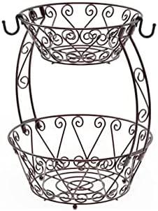Simple Houseware 2-Tier Countertop Fruit Basket Bowl Storage, Bronze