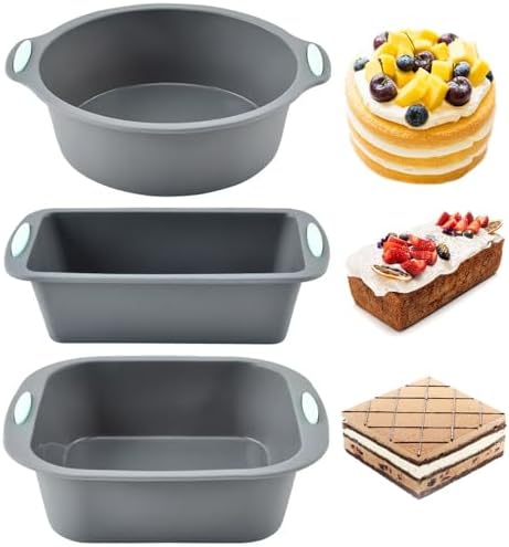 Silicone Baking Pan Set, Nonstick Bakeware with Bread Loaf Pan, Square