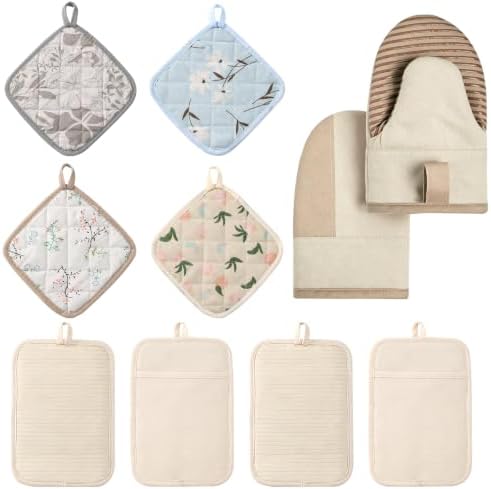 LEEPENK10Piece Pot Holders for Kitchen Heat Resistant,4 Beige Pot