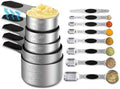 Magnetic Measuring cups and spoons Set, 304 Stainless Steel 5 Magnetic Measuring Cup and 8 Double Sided Measuring Spoons with 1 Leveler，Kitchen Gadgets for Cooking & Baking