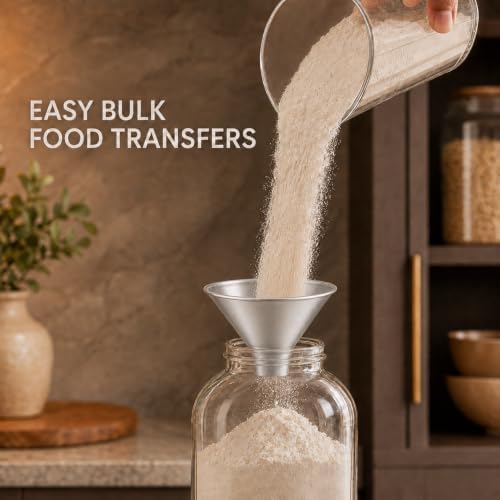 HIC Kitchen Wide-Mouth Aluminum Funnel Set for Liquids and Dry Goods