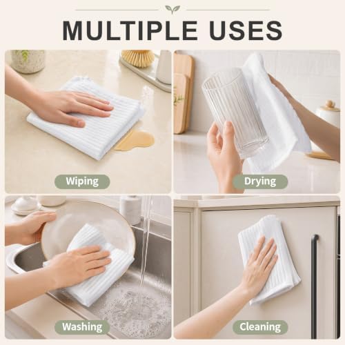 Homaxy 100% Cotton Kitchen Dish Cloths 12 Pack, 12"x12" Dish Rags
