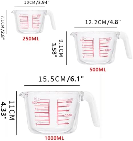 Glass Measuring Cup,Included Strainer, 1-Cup, Clear Measuring Jugs