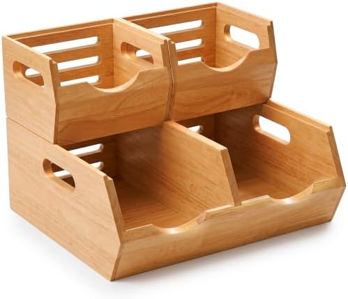 HOMESTEAD Stackable Solid Wood Storage Bins for Pantry & Countertop
