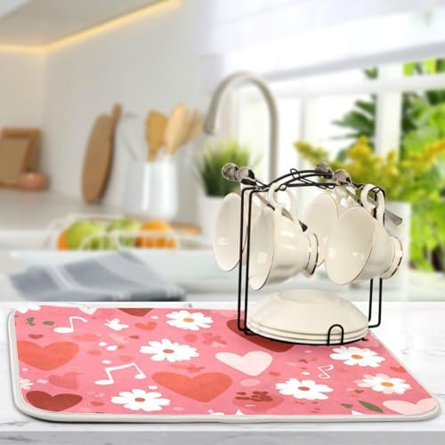 OTVEE Music Bloom Art Dish Drying Mat for Kitchen Counter Absorbent