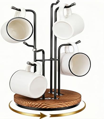 360° Rotating Mug Tree for Countertop with 8 Hooks for Kitchen Coffee