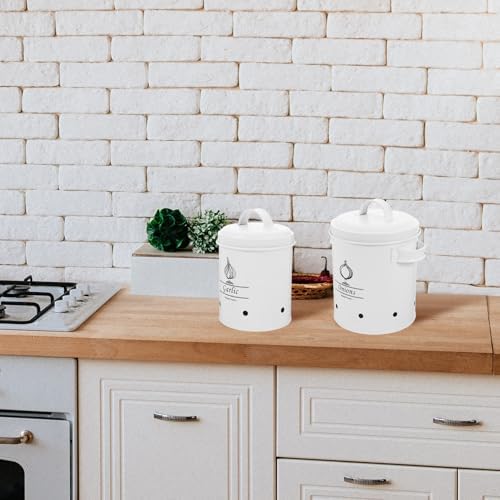 jojofuny Potato Storage Bins, 2pcs Iron Canisters for Onions and