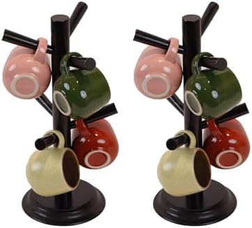 Mug Tree Set of 2 | 13.5"x7"x7", 6 Hooks Cup Holder with Thick