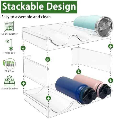 Spaclear 4 Pack Water Bottle Organizer, Stackable Kitchen Pantry