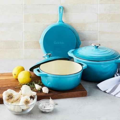 Sur La Table Enameled Cast Iron 5-Piece Set, Light Blue