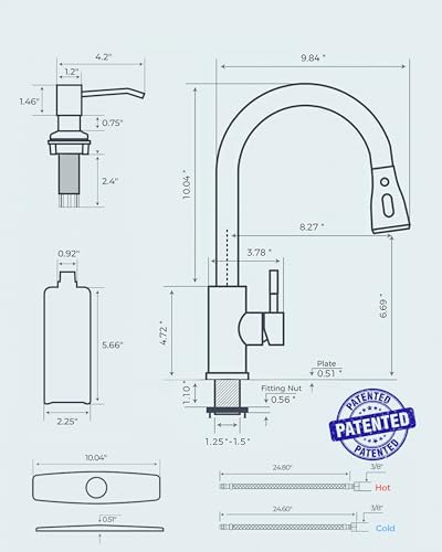FORIOUS Black Kitchen Faucet, Pull Down Sprayer, Soap Dispenser