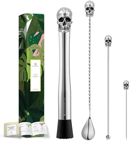 Homestia 4Pcs Muddler for Cocktail, Mixing Tools Set, Halloween Skull