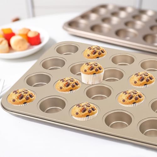 Nsmykhg 24-Cup Nonstick Mini Cupcake & Muffin Pans - Carbon Steel