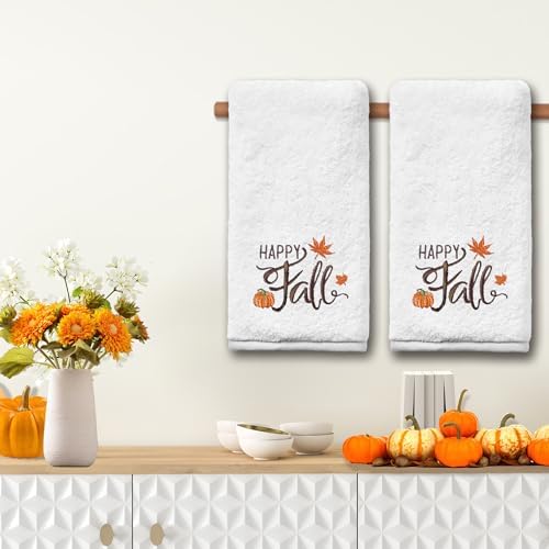 Fall Hand Towels for Bathroom Set of 2, Pumpkin Bathroom Decor
