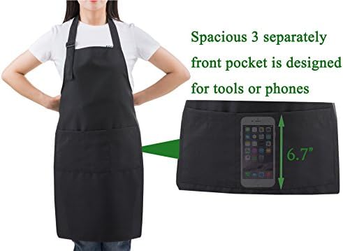 Black Professional Resist Water Adjustable Extra Long Bib Apron 3