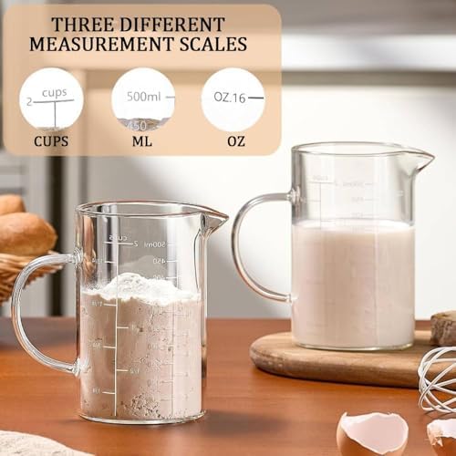 500ML 2 CUP Glass Liquid Measuring Cup with Blank Label