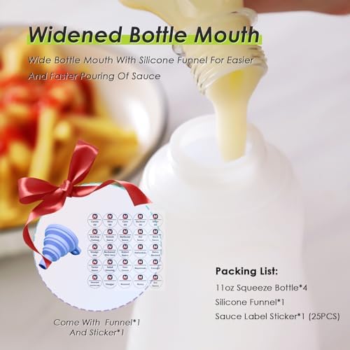 Condiment Squeeze Bottles for Ketchup Hot Sauce Liquids Oil with Caps