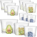 100% Silicone Reusable Storage Bag, 9 Pack Stand-Up Wide-Mouth