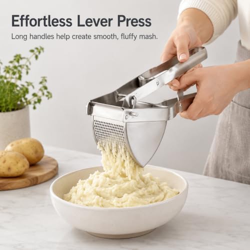 22 oz Potato Ricer & Masher, Heavy Duty Stainless Steel Potato Press