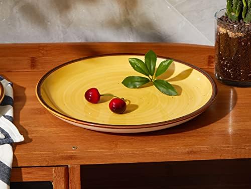ONEMORE Porcelain Plates Set 10.5 inch Large Dinner Plates for Salad