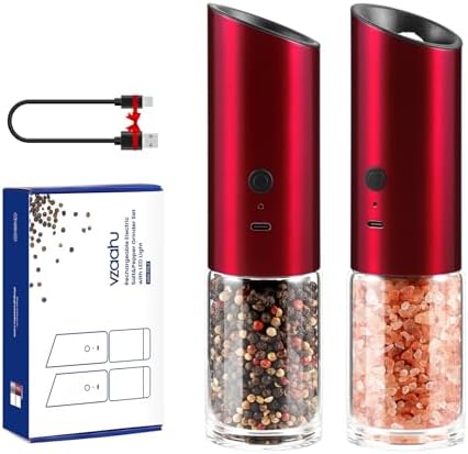 Vzaahu Gravity Electric Pepper and Salt Grinder Set, 2 Pack