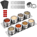 8Pcs Magnetic Spice Rack with 2 Metal Plates