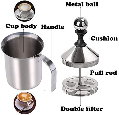 Milk Frother, HomeGoal Stainless Steel Manual Milk Foamer, Handheld