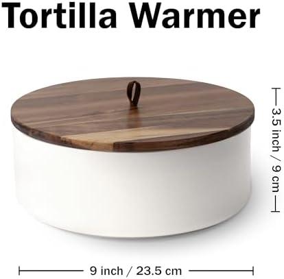Tortillada - Tortilla Warmer Ceramic with Lid 9 Inch, Bread Warmer
