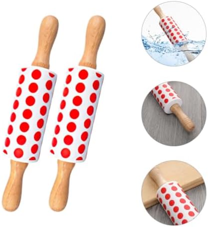 2pcs Silicone Dough Rolling Pin Nonstick Baking Roller for Home Bakers
